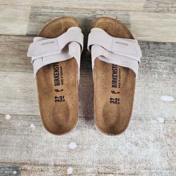 Birkenstock Oita Sandals Womens Sz 6 Narrow Antique White Suede Slip On Open Toe